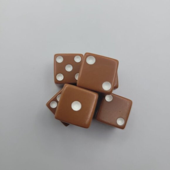 6 Small Brown Dice Gaming Replacement Pieces Cube Lot Six Sided Dicecapades - Picture 5 of 7